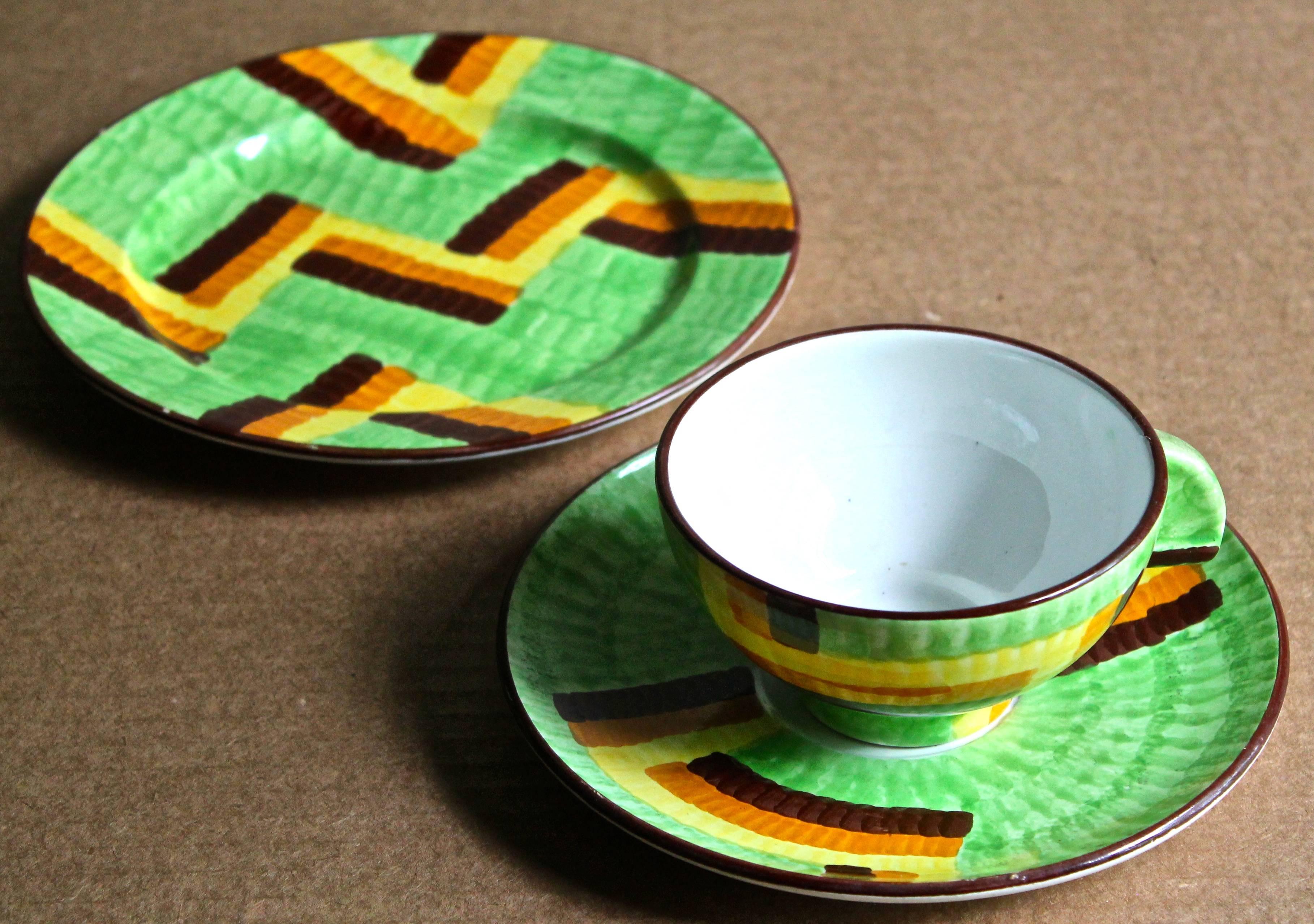 Eva Zeisel Schramberger Majolikafabrik 'Gobelin 8' Teeservice (Bauhaus)