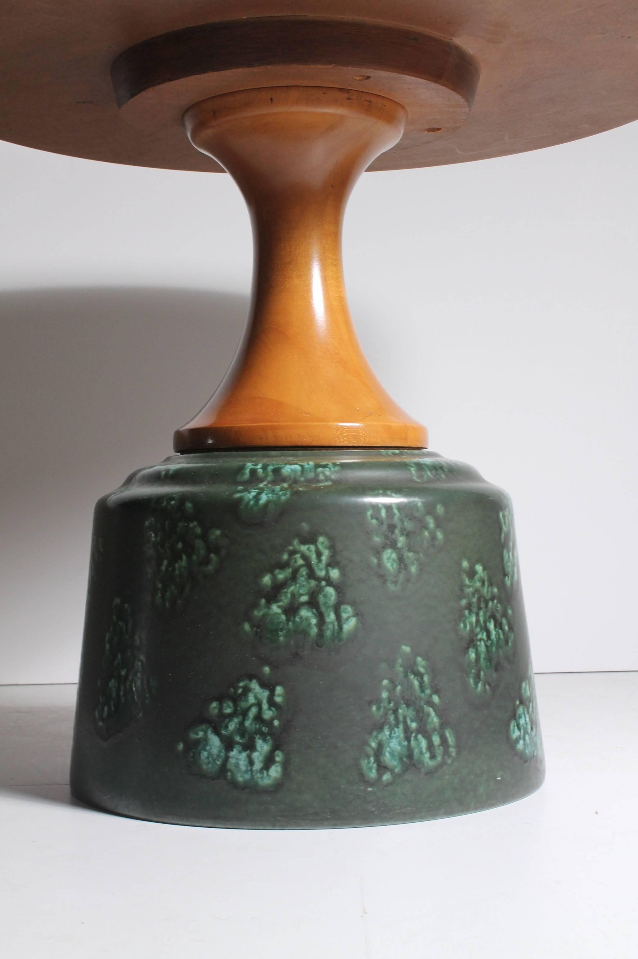 John Van Koert Ceramic and Wood Occasional Table for Drexel In Good Condition In Chicago, IL