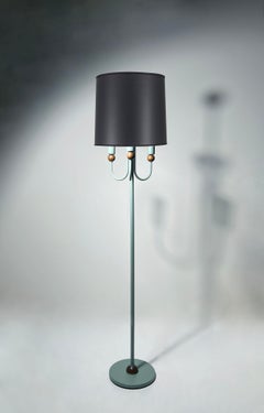 Vintage Scandinavian Floor Lamp with Wood Spheres