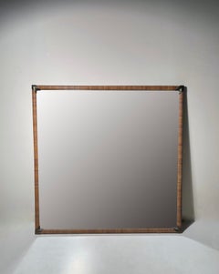 Robsjohn Gibbings Cane Wrapped Dowel Square Mirror for Widdicomb