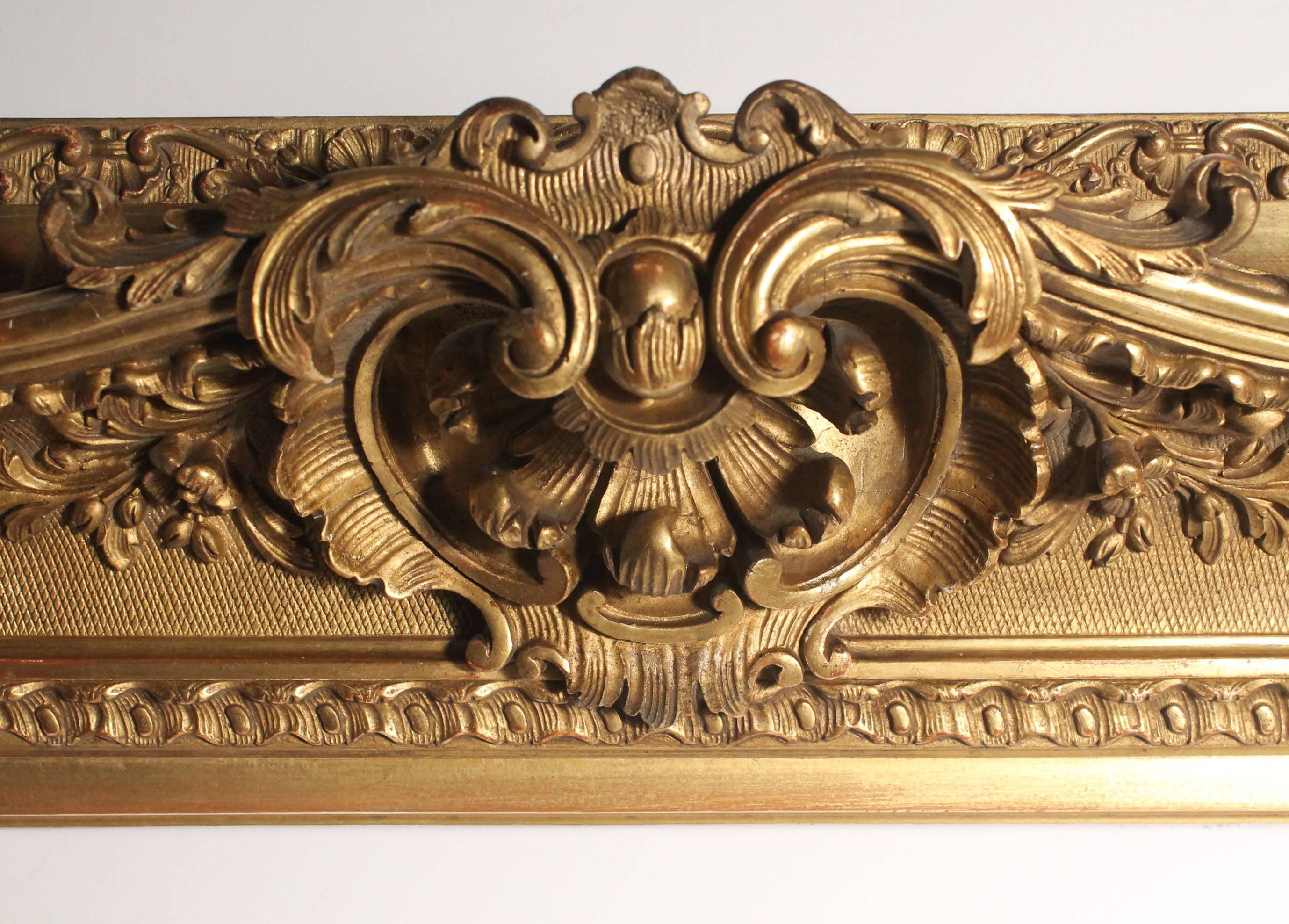 Wood Antique Italian Gilt 19th Century Picture Frame or Mirror Baroque Rococo Style