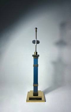 Pair of Architectural Designer Brass & Wood Candlestick Table Lamps