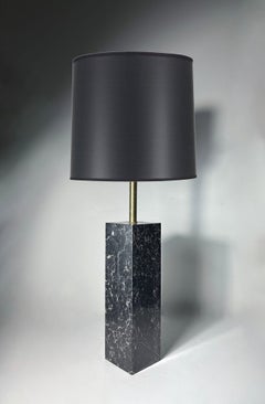 Vintage 1960s/70s Walter Von Nessen Studio Black Marble Table Lamp