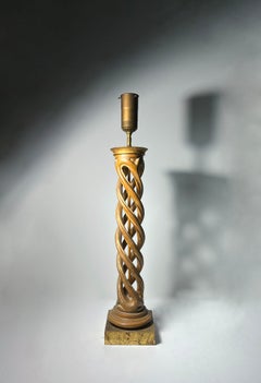 Pair of Elegant Carved Wood Helix Table Lamps by Frederick Cooper Studios