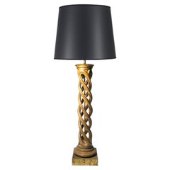 Elegant Carved Wood Helix Table Lamp by Frederick Cooper Studios
