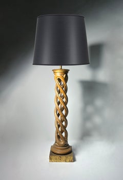 Elegant Carved Wood Helix Table Lamp by Frederick Cooper Studios