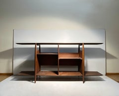 Vintage Danish Modern Cantilever Console Bookshelf Sideboard Credenza