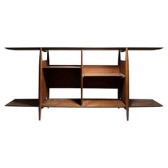 Vintage Danish Modern Cantilever Console Bookshelf Sideboard Credenza