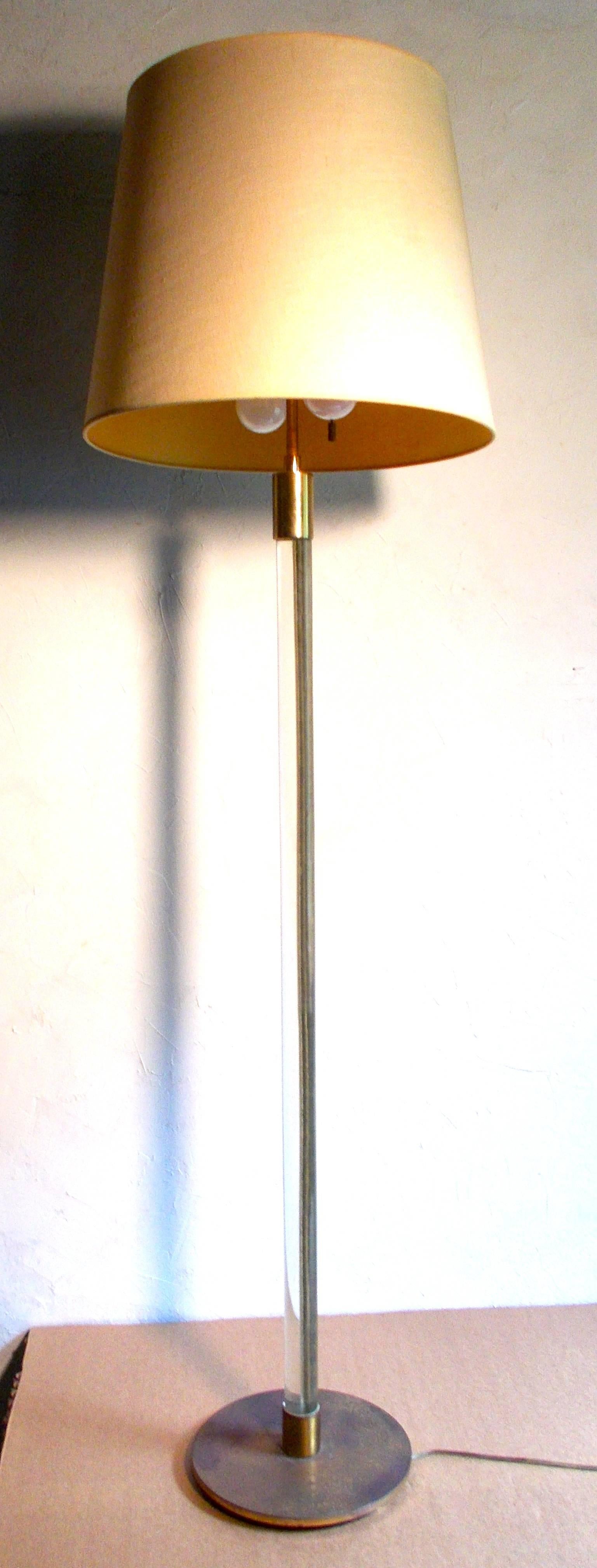 American Hansen Lighting Glass Rod and Brass Floor Lamp