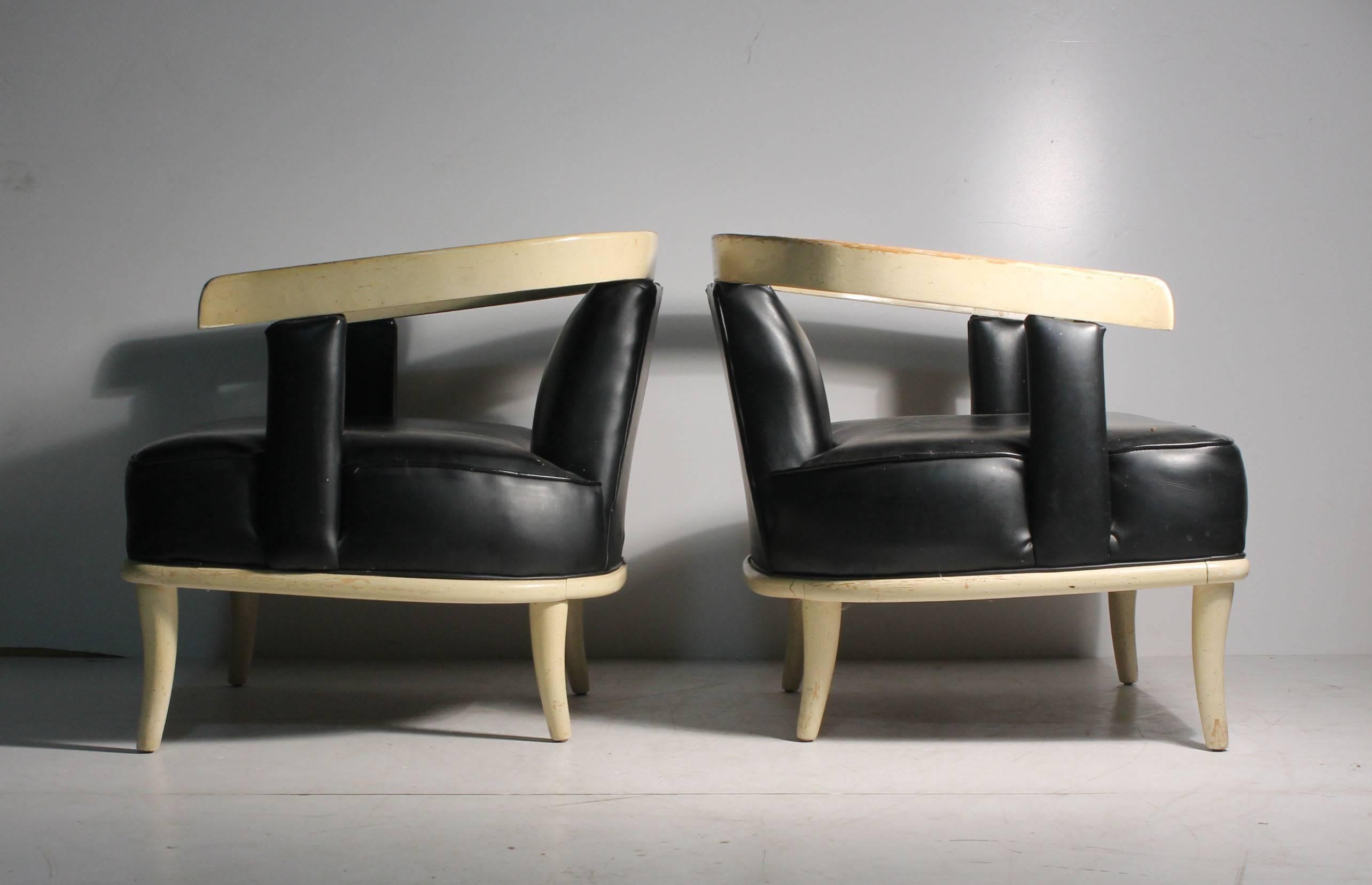 Vintage Hollywood Regency Harvey Probber Style Open-Back Designer Chairs 1