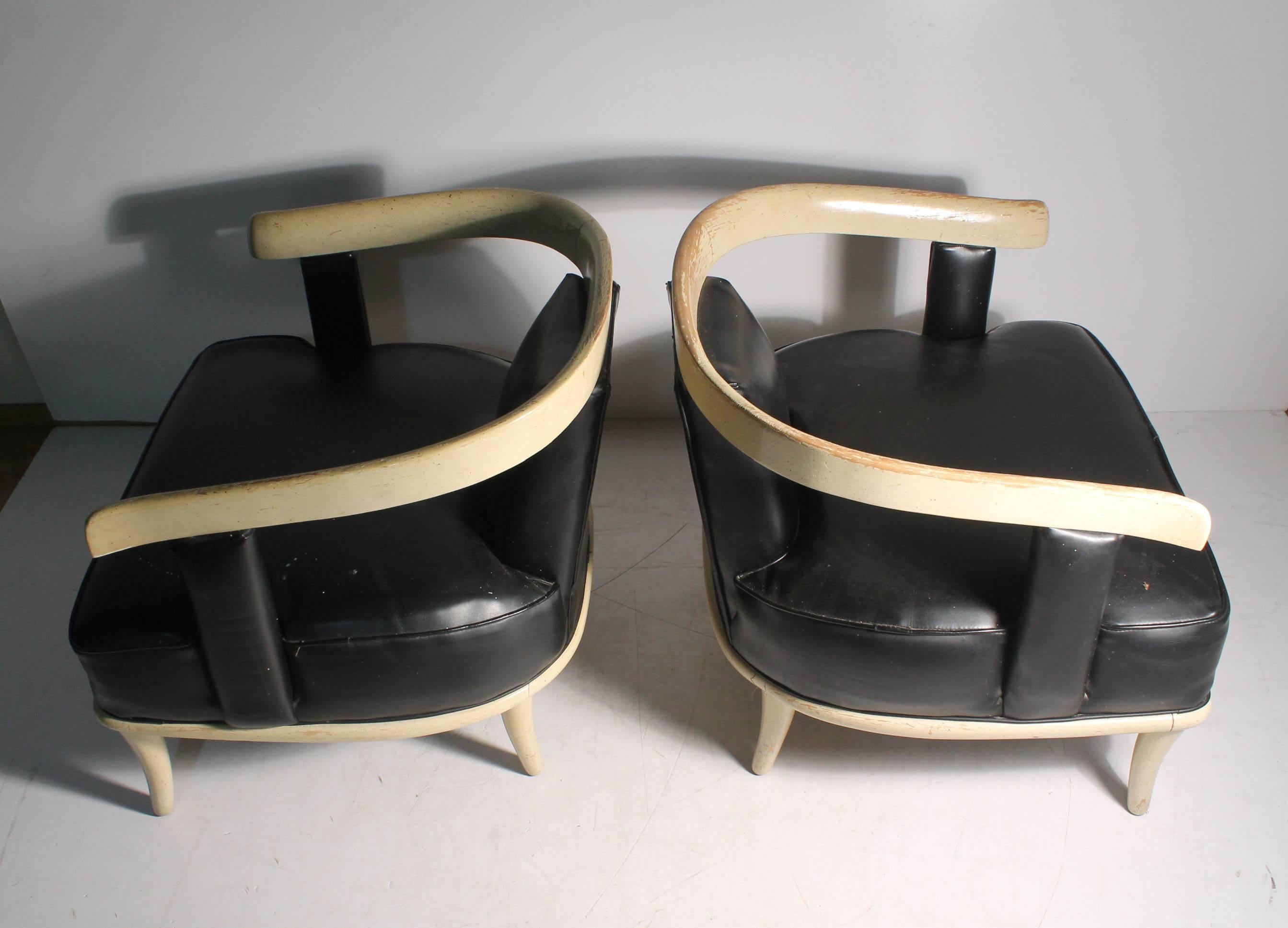 Vintage Hollywood Regency Harvey Probber Style Open-Back Designer Chairs 2