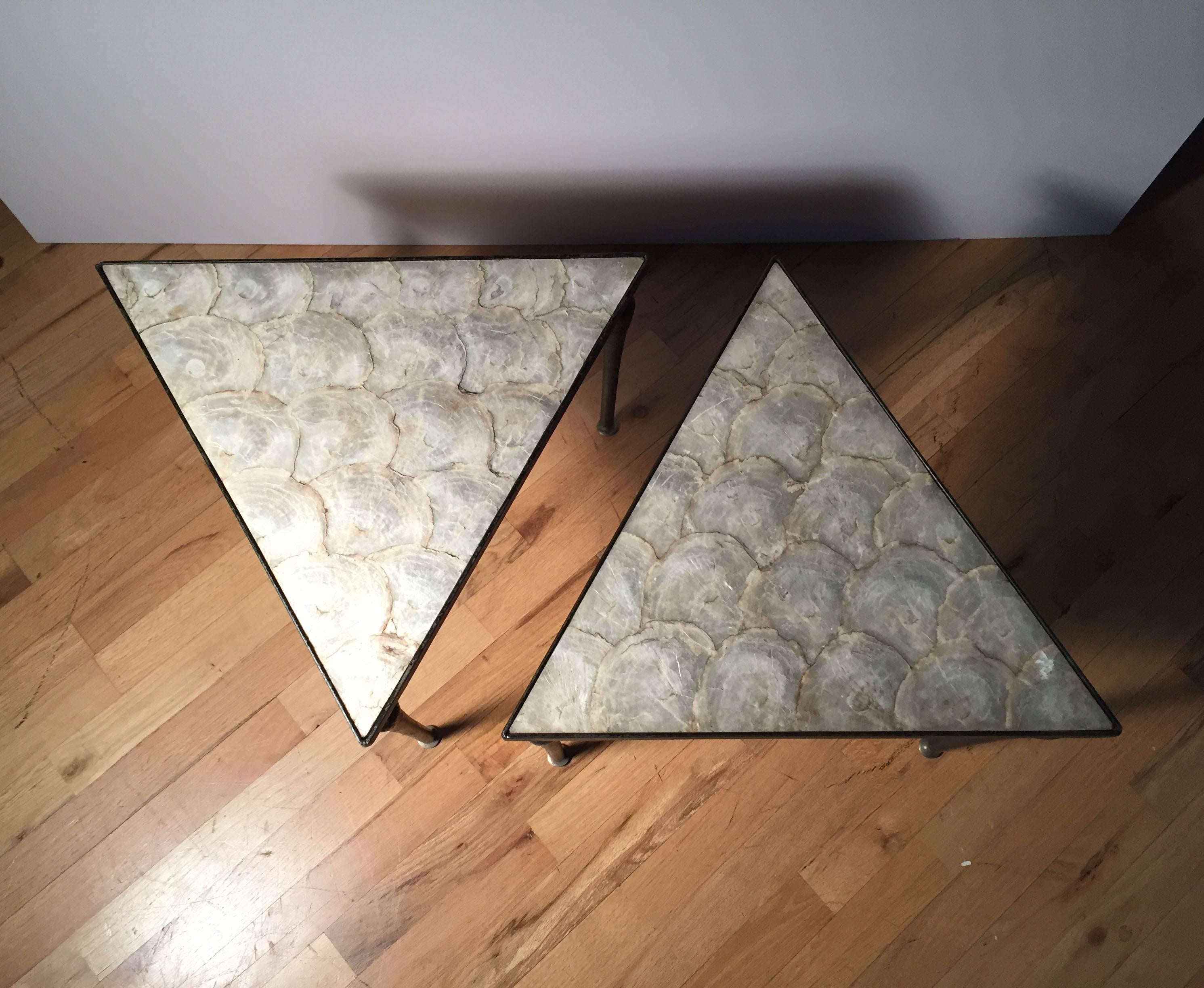 A vintage early pair of tables in style of Tony Duquette and Tommi Parzinger

I believe these were custom pieces for an interior. Designer and maker unknown.
We also have a coffee table to match.