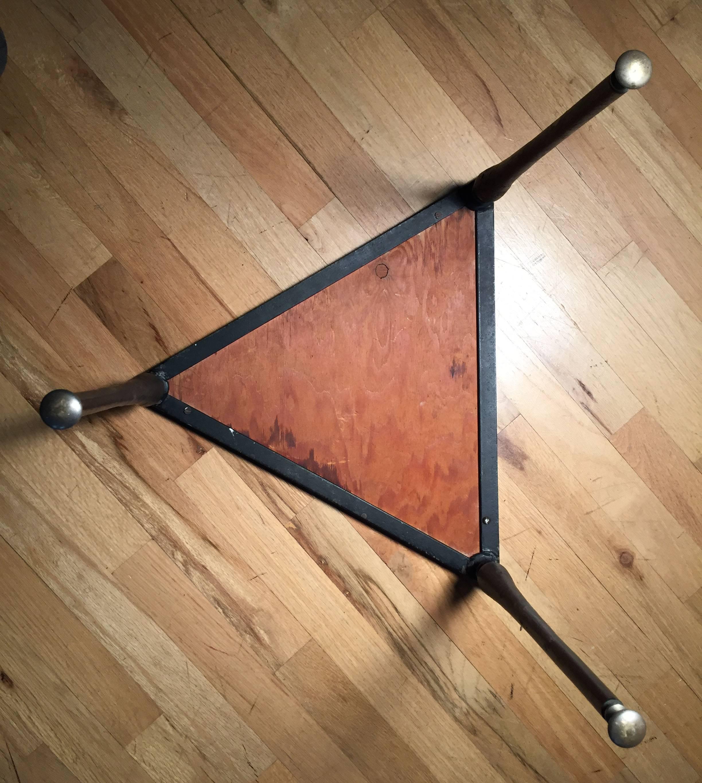 Vintage Designer iron & Capiz Shell Triangle Tables Hollywood regency For Sale 1
