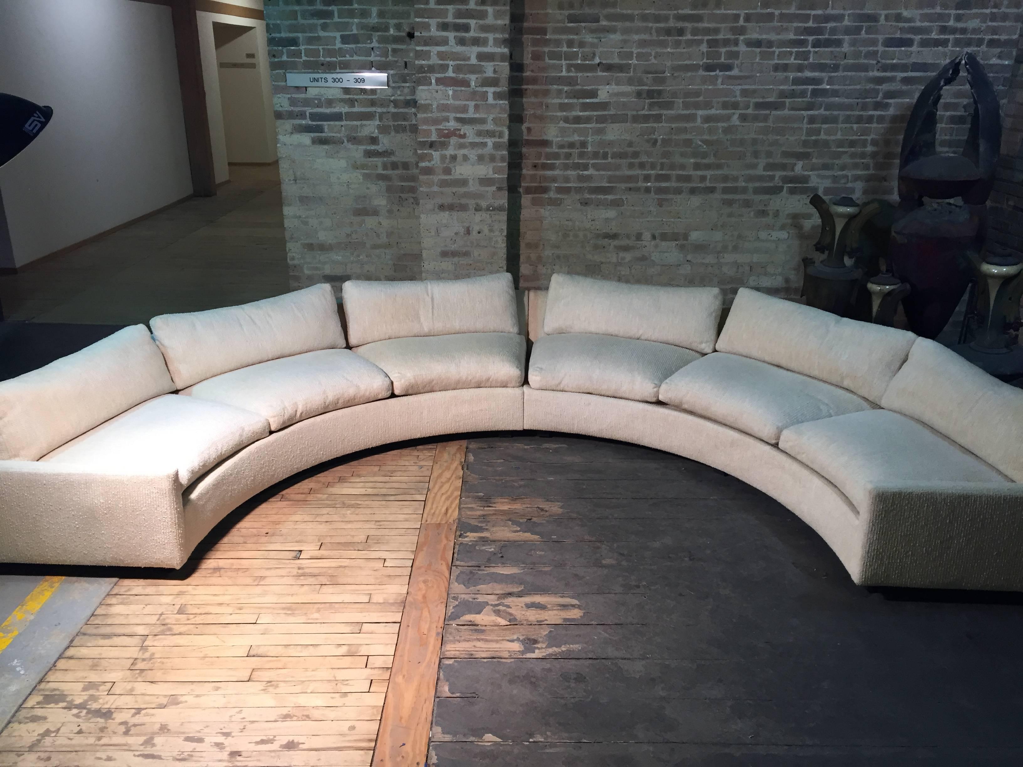 Mid-Century Modern Original Vintage Signed Milo Baughman Semicircle Curve Sofa