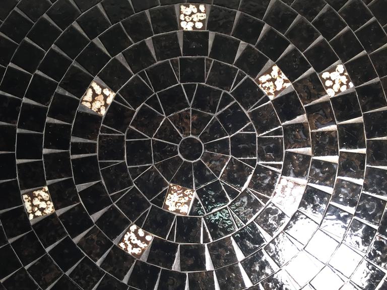 Vintage Large Mosaic Tile and Solid Brass Coffee Table by Mosaic House