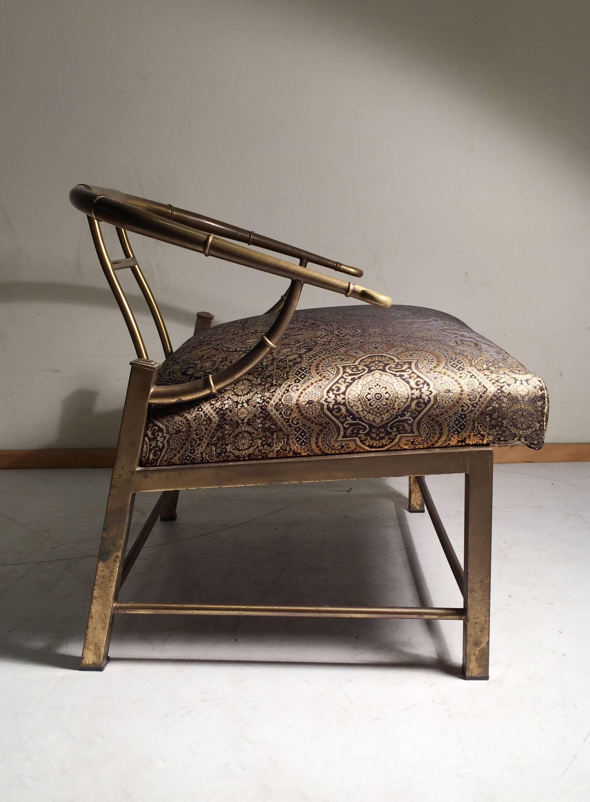 Italian Charles Pengally Mastercraft Brass Chinoiserie Lounge Chairs