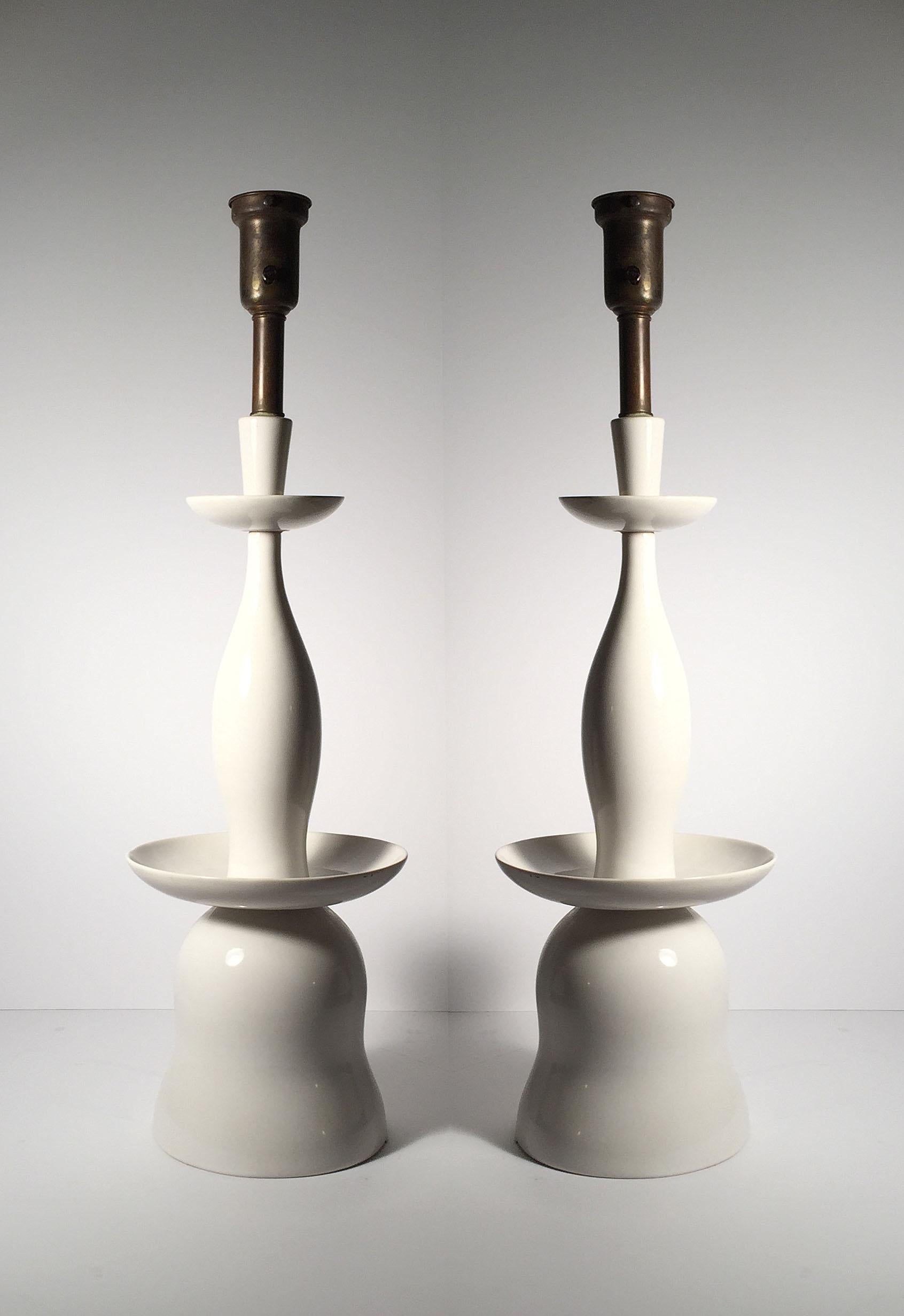 Lampes de bureau vintage en porcelaine Gerald Thurston pour Lightolier en vente 3