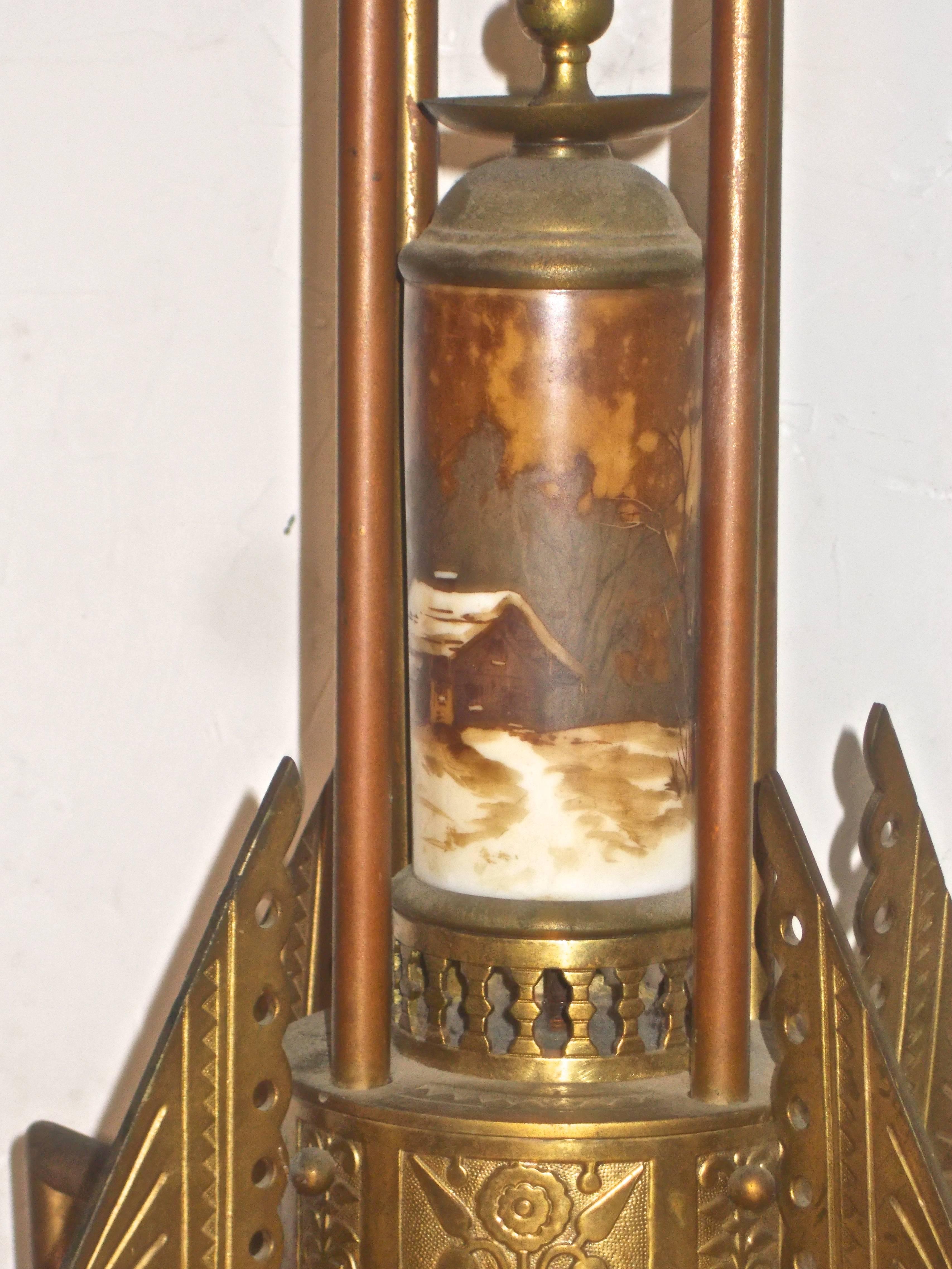 Late 19th Century Aesthetic Movement Brass and Ceramic Plant Stand, Meriden Conn