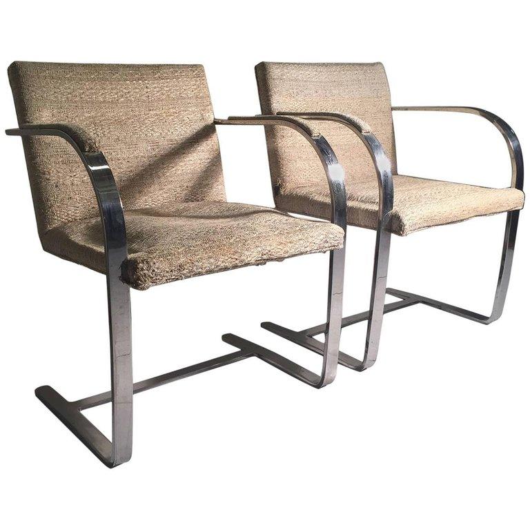 Mid-Century Modern Pair of Vintage Mies van der Rohe Knoll Brno Chairs / FLAT BAR