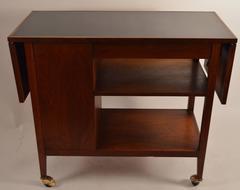 Danish Serving Cart with Drop Leaves, Storage Cabinet and Drawer