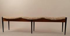 Three-Seat Danish Modern Bench, Teak with Black Legs