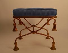 Italian Gold Gilt Metal Tassel Bench Stool