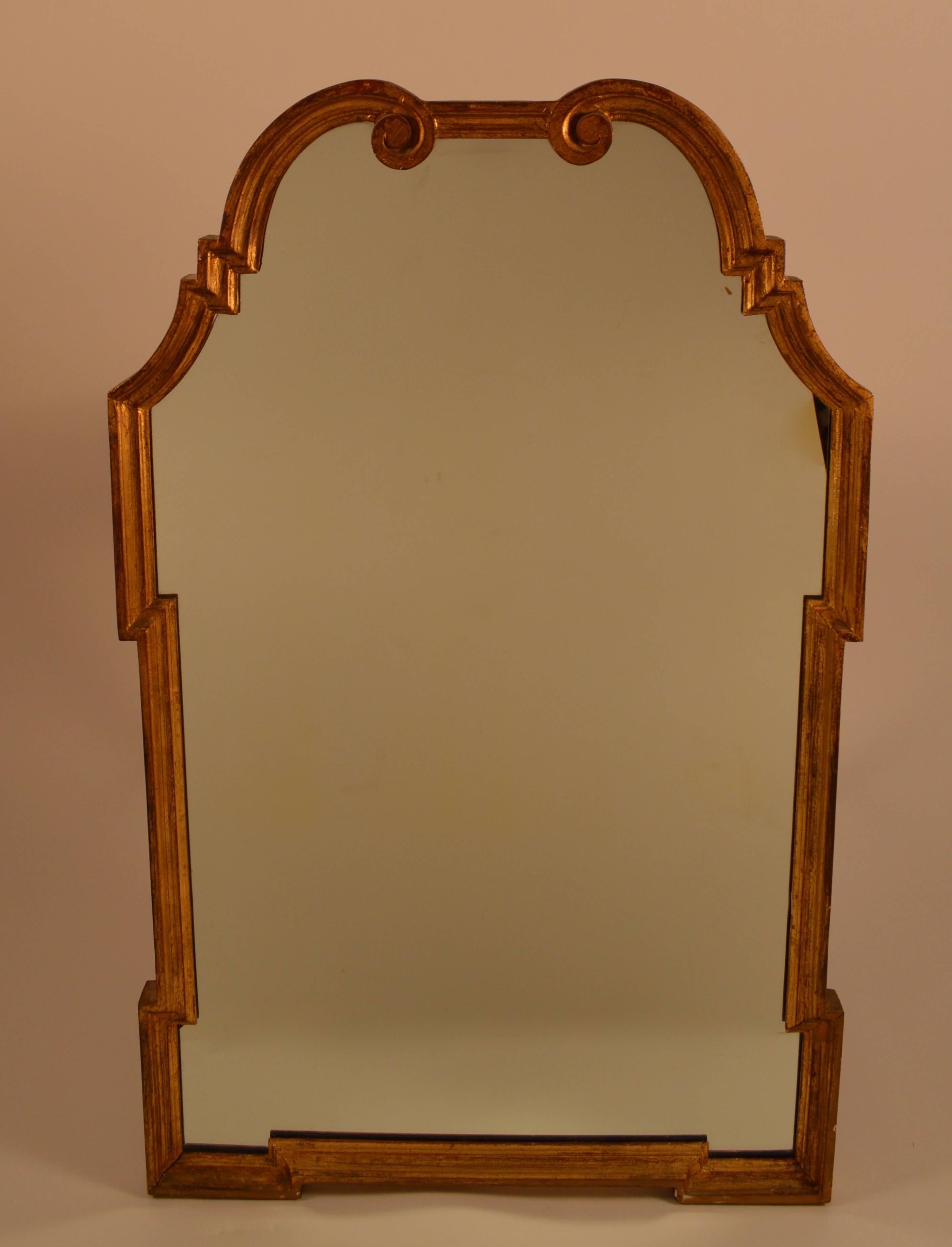 Stylish Labarge Queen Anne style gilt mirror in very fine original condition. Distressed finish gilt frame, bright clean mirror.
