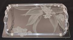 Dorothy Thorpe Etched Glass and Lucite Tray