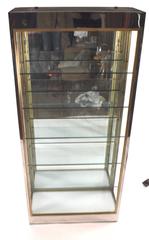 Elegant Chrome and Brass Vitrine Display Cabinet