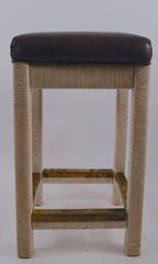 Three Wrapped Twine and Leather Counter Height Stools by Henry Link