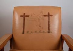 Cowboy Oak Swivel Tilt Rocking Lounge Chair