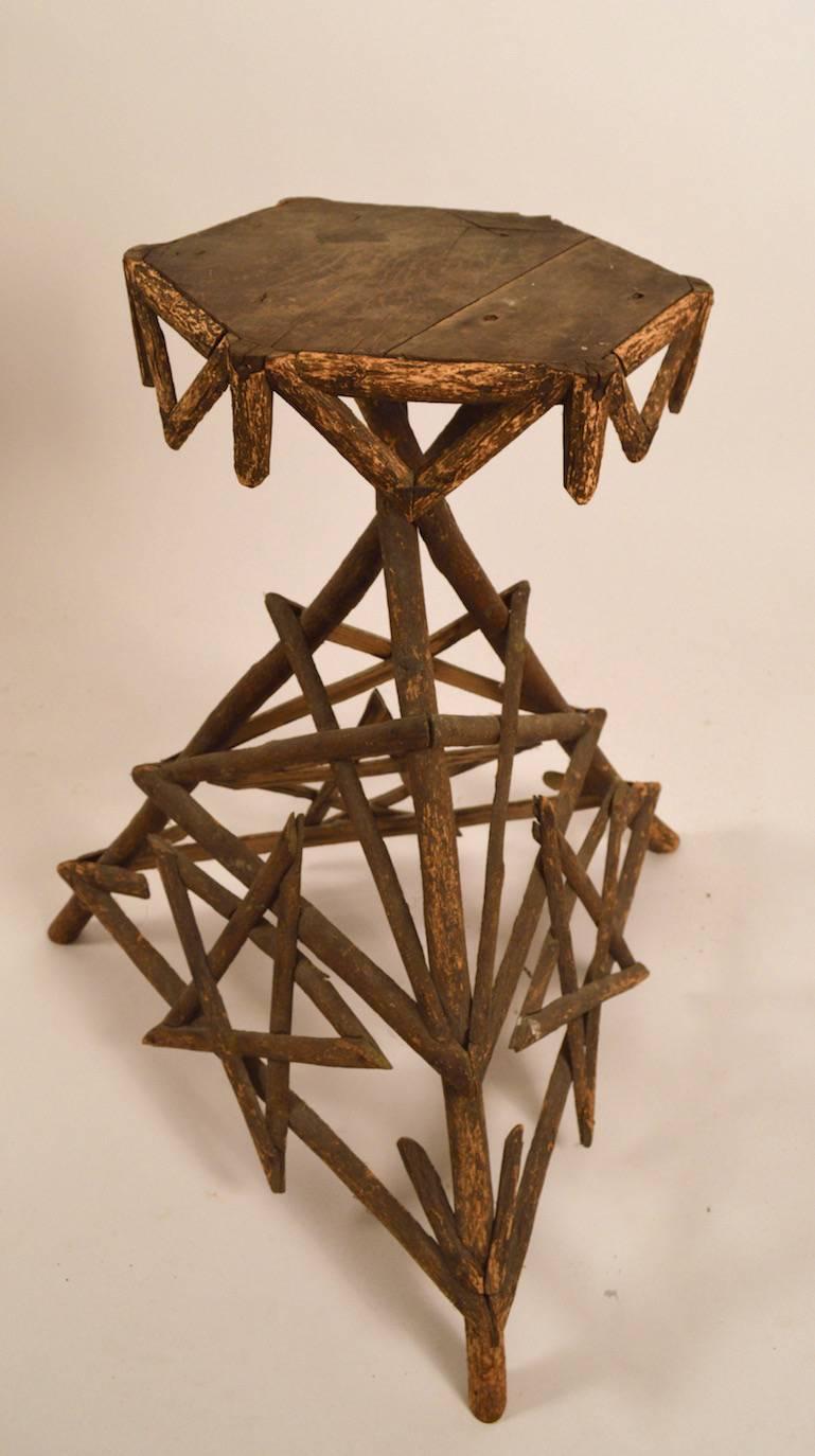 American Adirondack Twig Stand with Star Motif