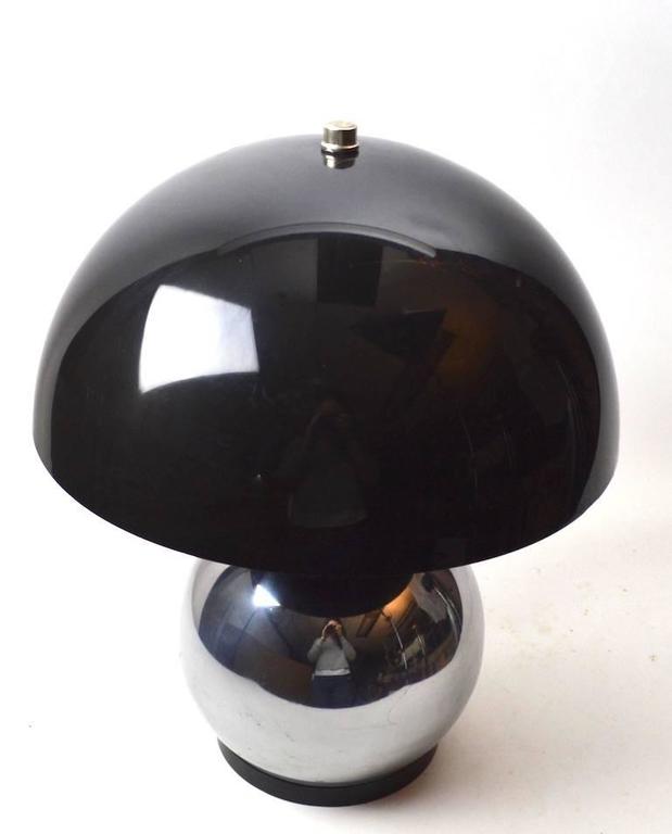 Chrome Ball Lamp with Grey Lucite Shade at 1stDibs