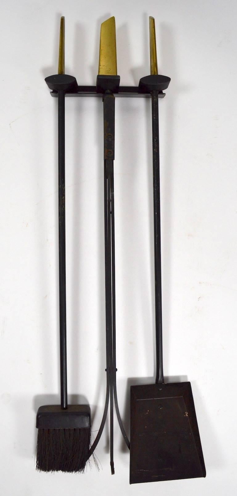 Mid-Century Modern Deskey Wall Mount Fireplace Tool Set For Sale
