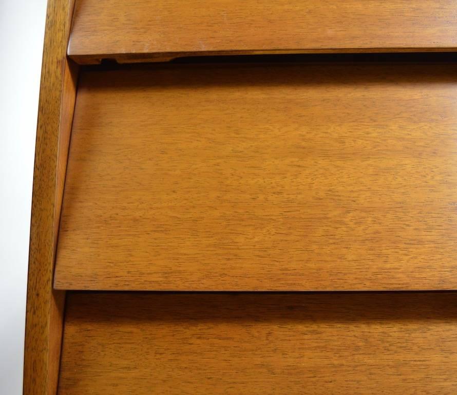 Mahogany Pair of Bachelors Chests with Louvered Drawers after Florence Knoll