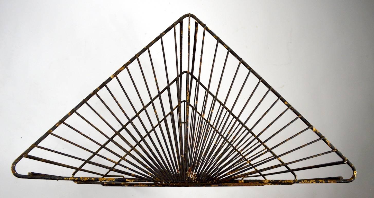 Mid-Century Modern Three-Tier Triangular Wrought Iron Stand