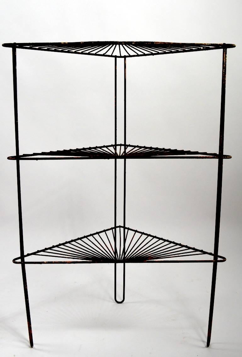 Three-Tier Triangular Wrought Iron Stand In Good Condition In New York, NY