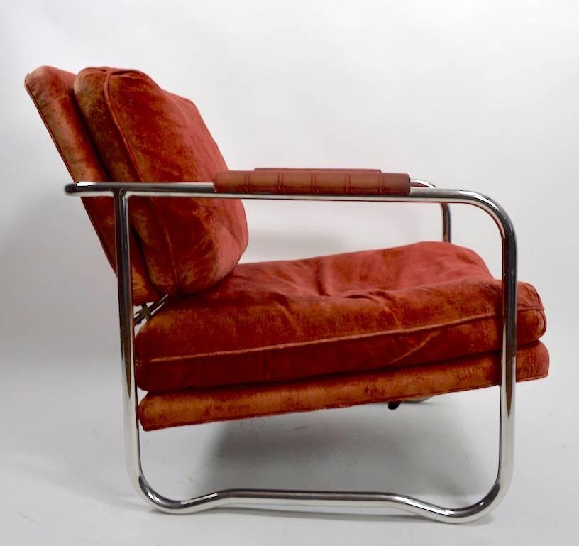 American Pair of Machine Age Art Deco Tubular Chrome Lounge Chairs