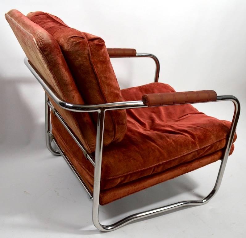 Mid-20th Century Pair of Machine Age Art Deco Tubular Chrome Lounge Chairs