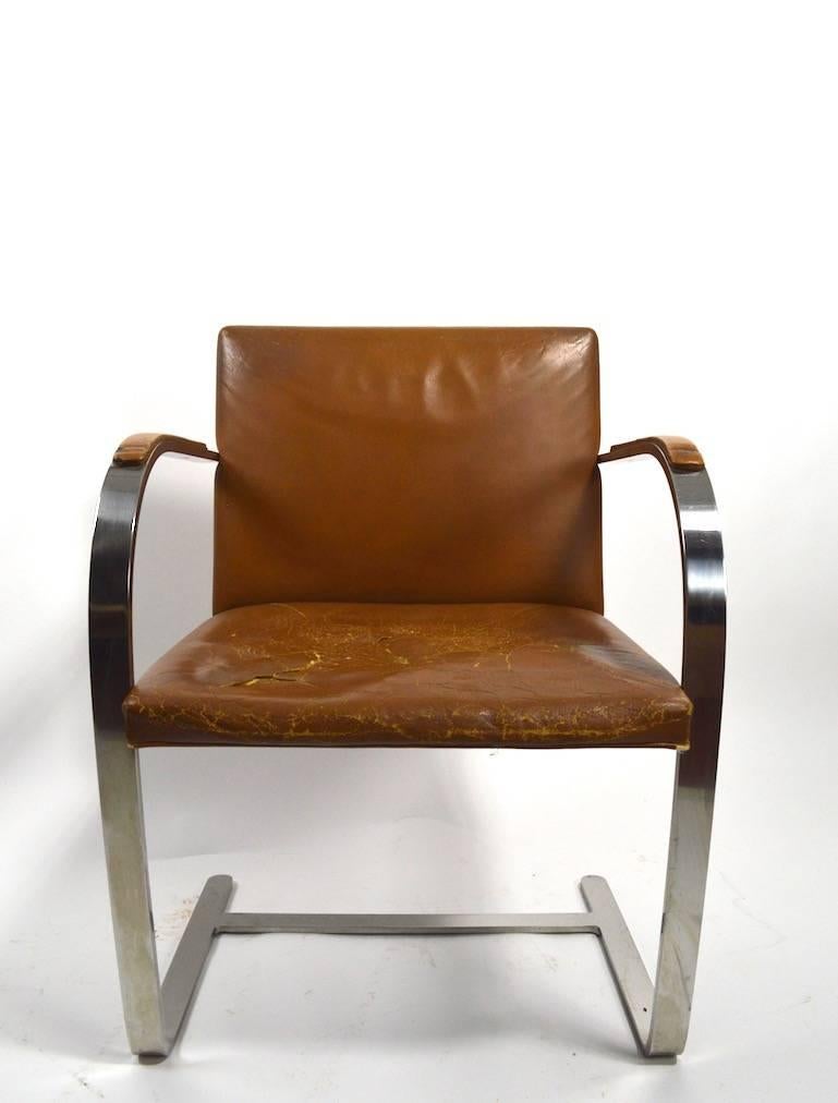 Leather Set of Four Knoll Brno Chairs