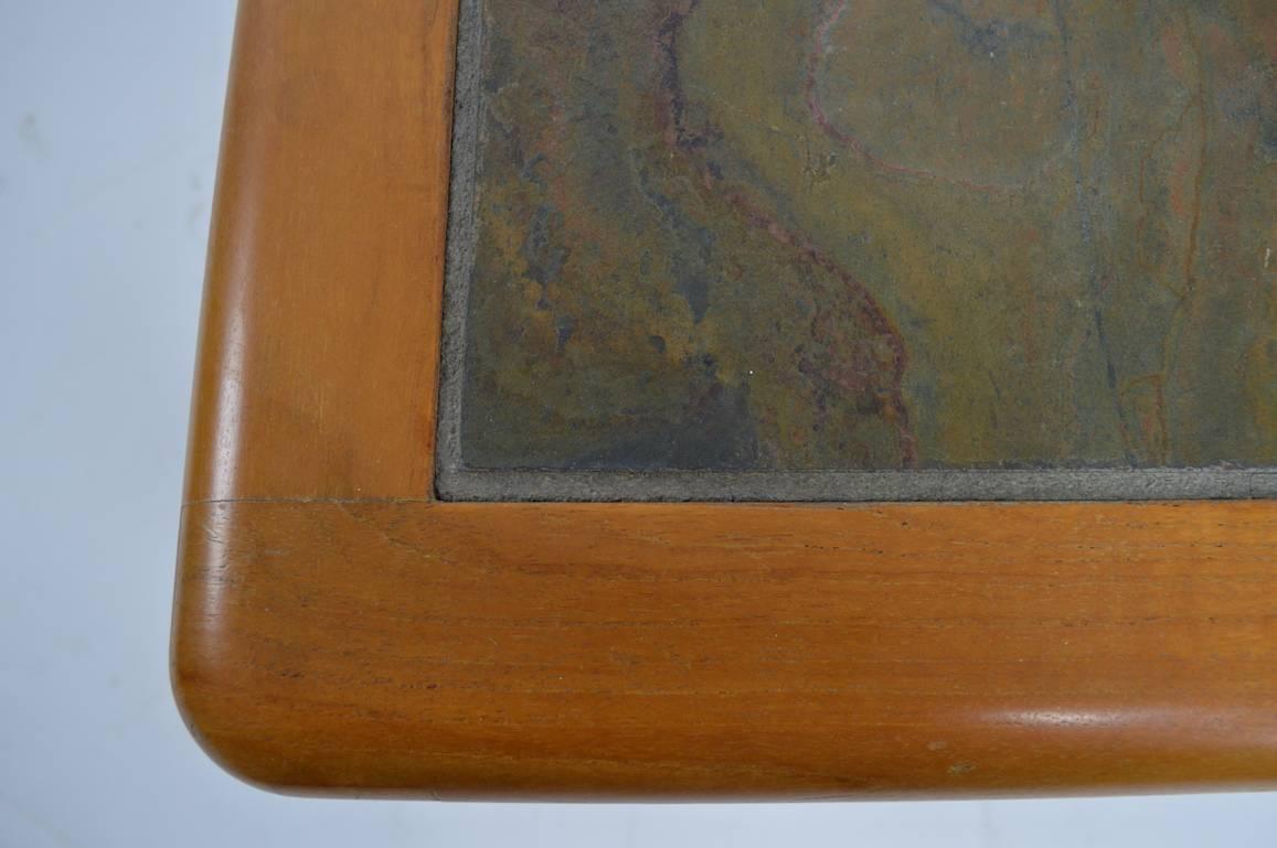 Pair of Teak and Slate Tables by Haslev In Good Condition For Sale In New York, NY