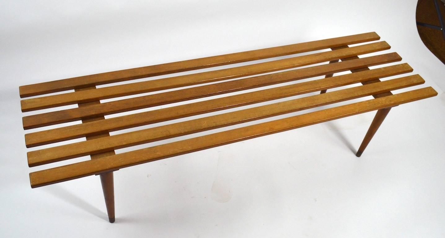 mid century slat bench coffee table