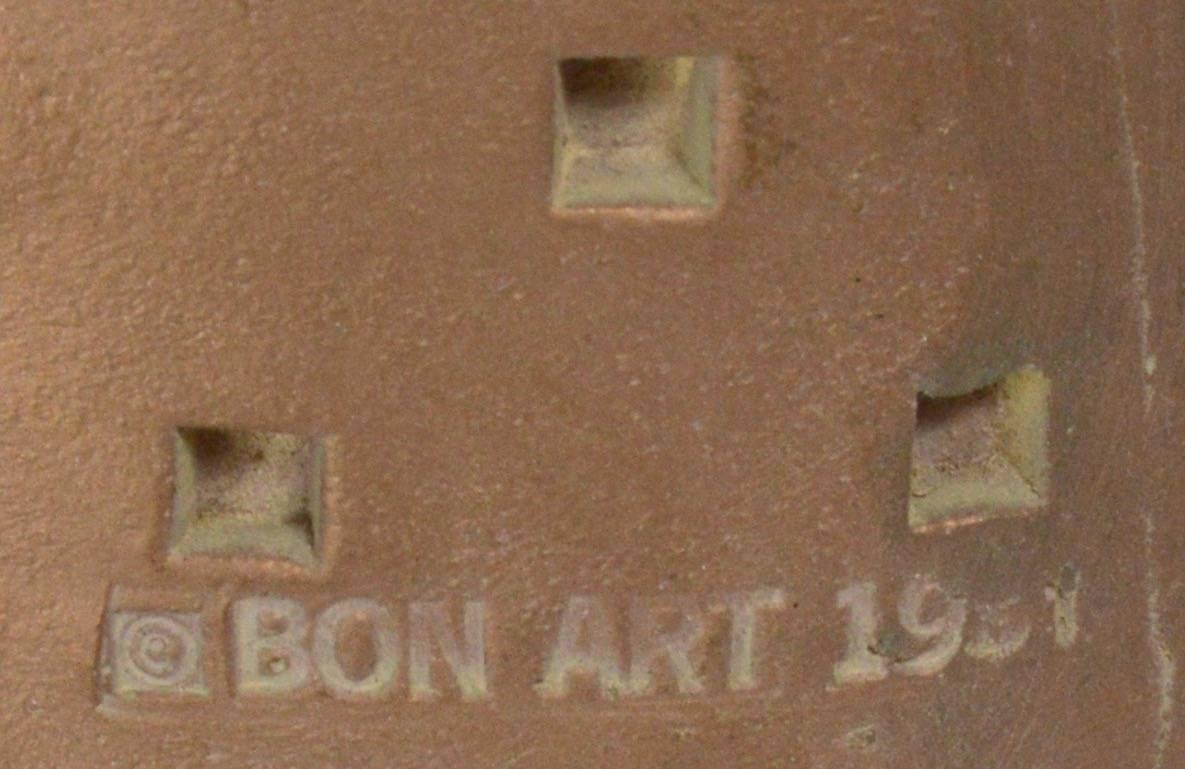 Post-Modern Pair of Architectural Scale Plaster Lamps Marked Bon Art, 1991