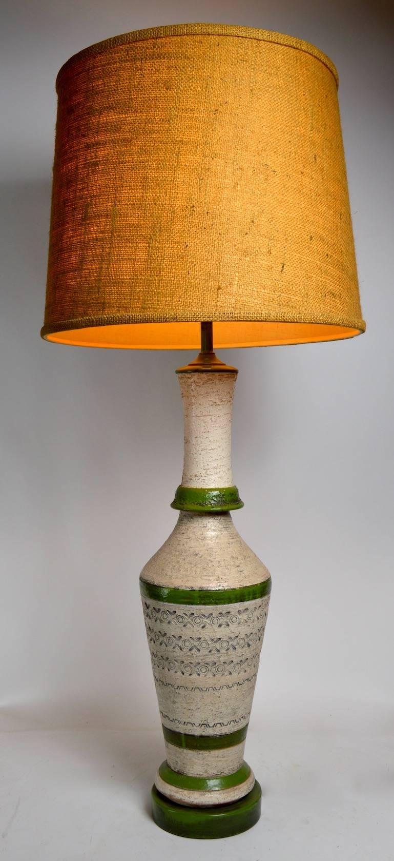 Mid-Century Modern Raymor Bistossi Sgraffito Pottery Lamp For Sale