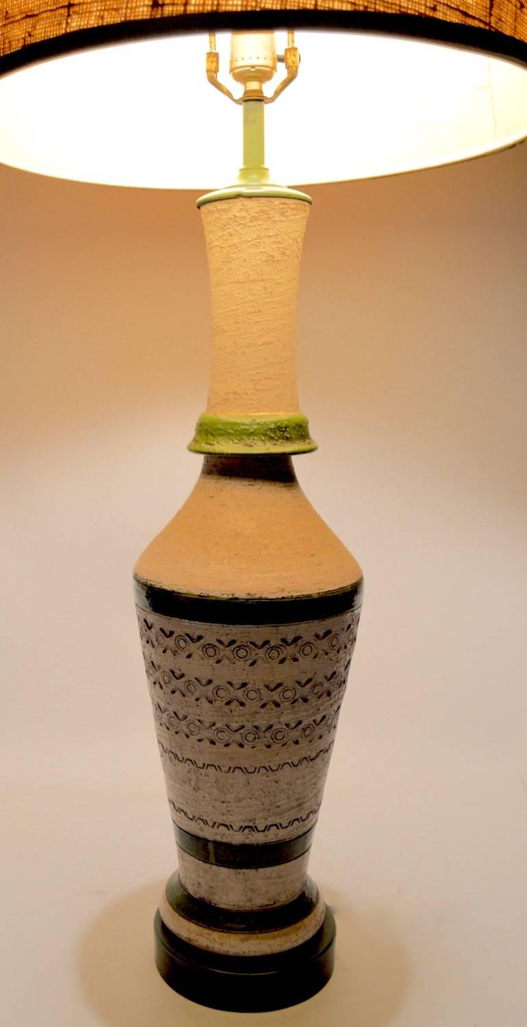 Ceramic Raymor Bistossi Sgraffito Pottery Lamp For Sale
