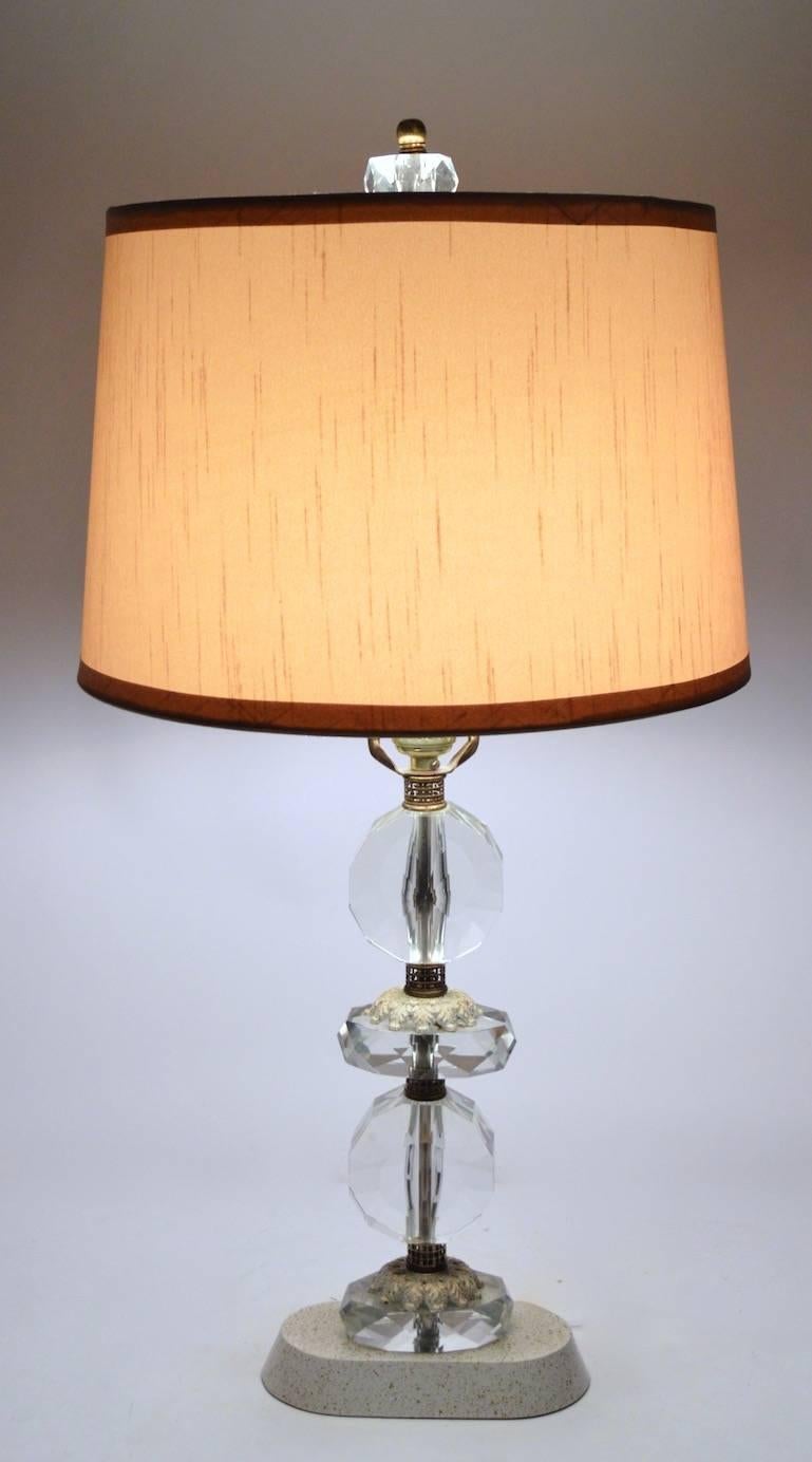 Glam Hollywood Regency Faceted Crystal Lamp Base In Excellent Condition For Sale In New York, NY