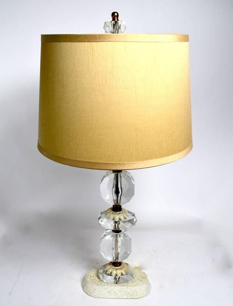 Mid-20th Century Glam Hollywood Regency Faceted Crystal Lamp Base For Sale