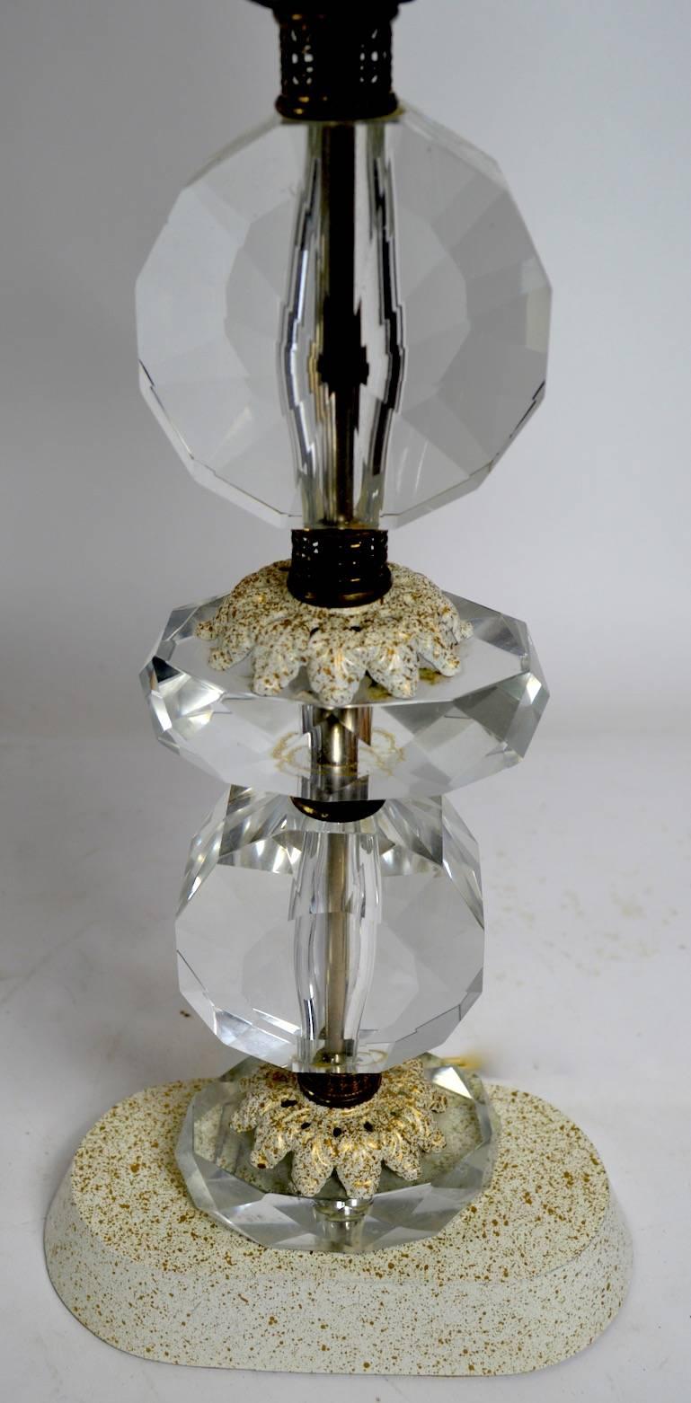 Glam Hollywood Regency Faceted Crystal Lamp Base For Sale 3