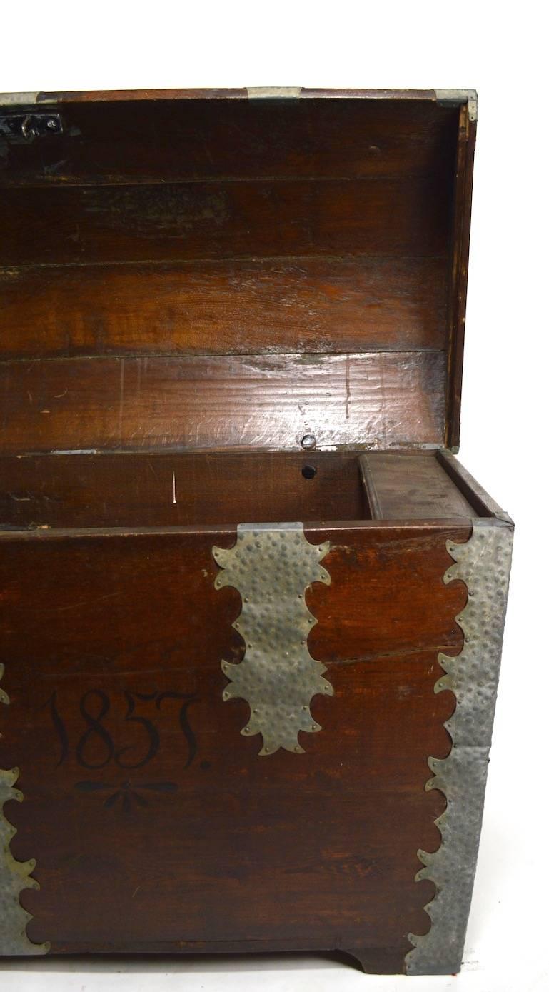 Scandinavian Large Dome Top Trunk, Dated 1857 For Sale