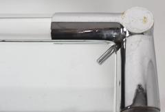 Tavolo consolle in lucite, cromo e vetro Attribuito a Charles Hollis Jones